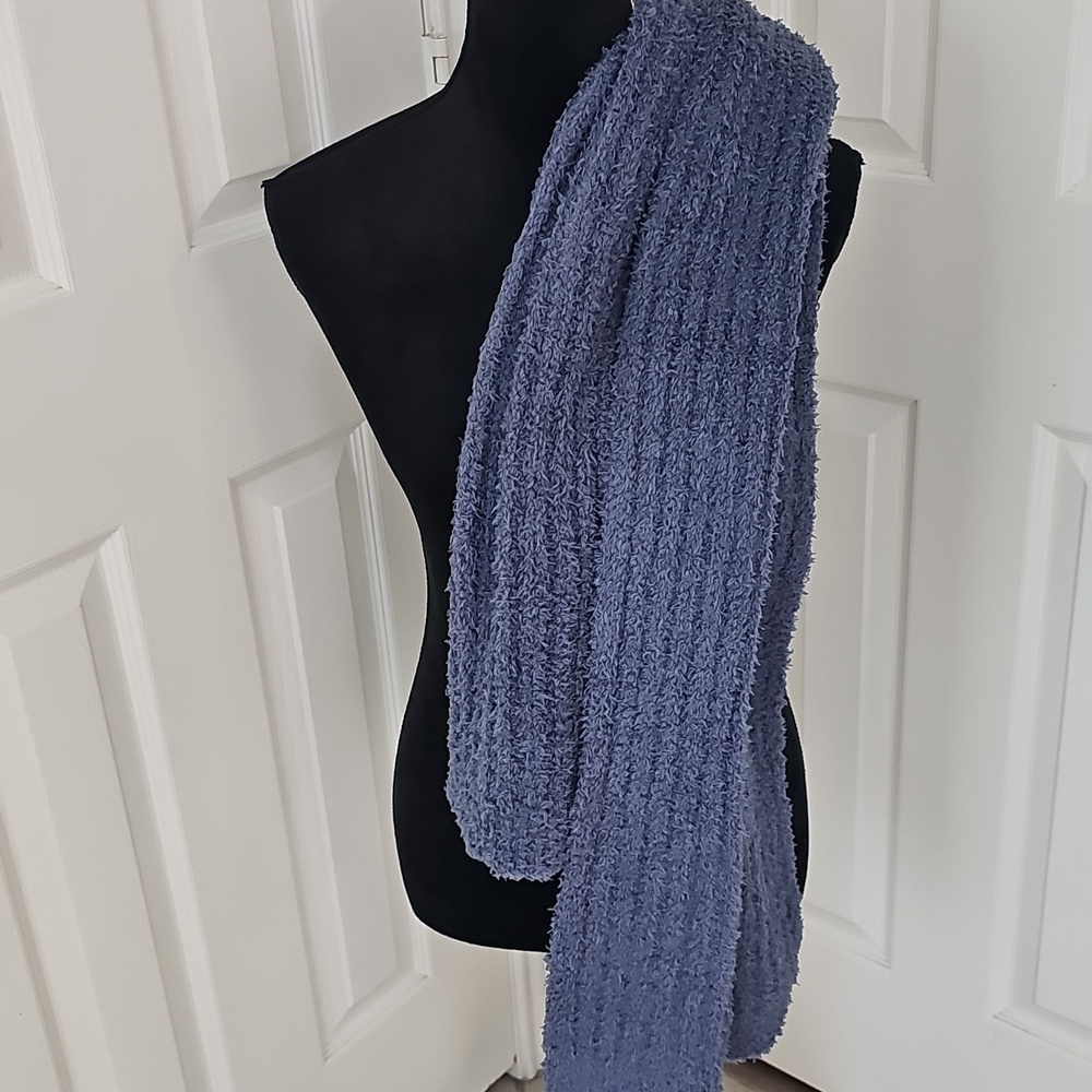 New Nordstrom Rack Solid Cozy Ribbed Textured Muffler Scarf Blue OS - Picture 8 of 9